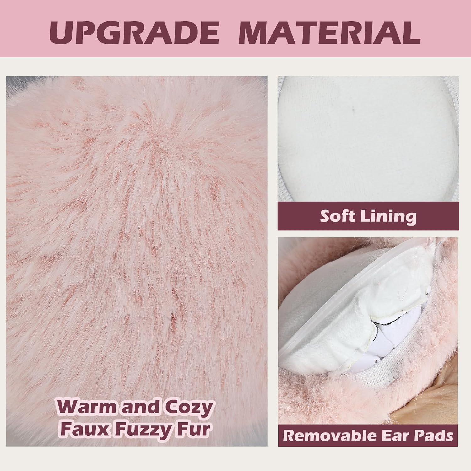 Surblue Winter Ear Muffs for Kids Girl Boy Cute Warm Earmuffs Foldable Cold Weather Fuzzy Cozy Ear Warmer Ages 6-18