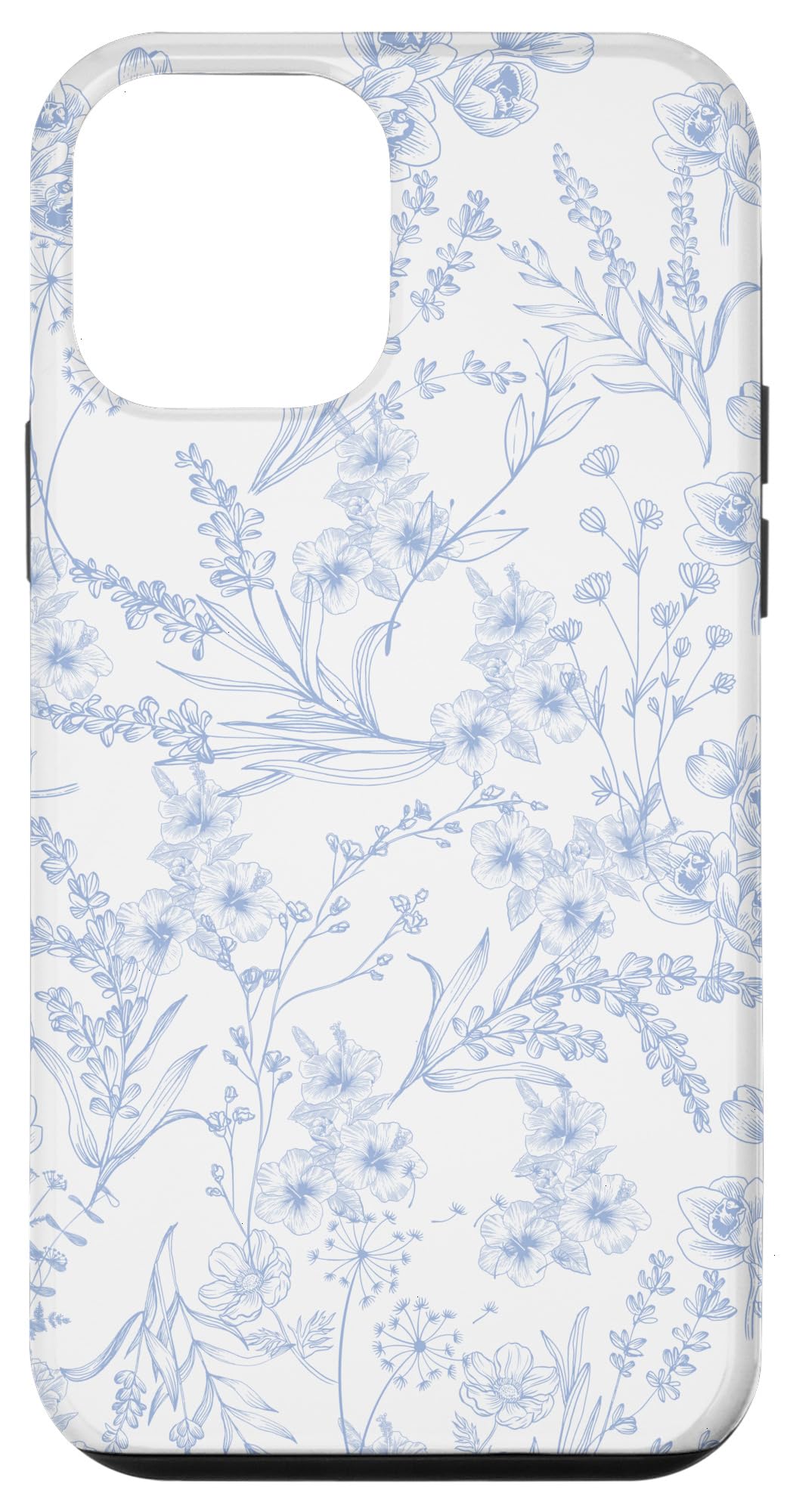 Blue Floral Flower Toile iPhone 12 mini Cute Flowers Botanical Blue & White Toile French Pattern Case