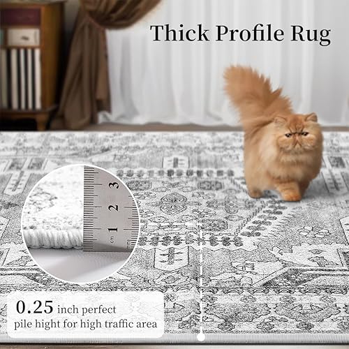 Miniatura 7 de SONORO KATE Alfombra de área de 4 x 6 pies, alfombras bohemias para sala de estar, antideslizantes y resistentes para dormitorio, alfombra bohemia