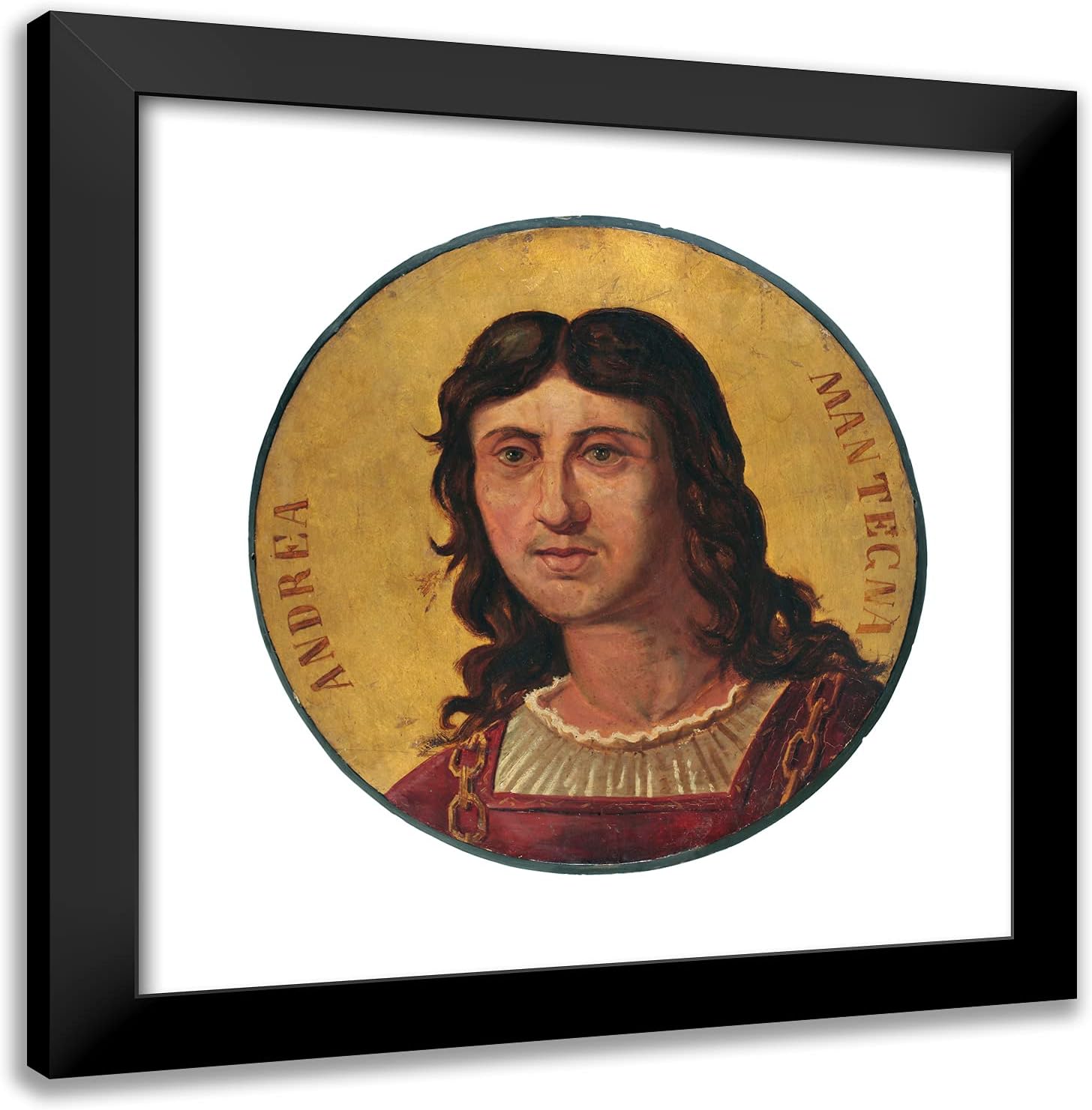 ArtDirect Mantegna, Andrea 20x20 Black Ornate Framed Art Print with Double Matting Titled: Artist Self Portrait