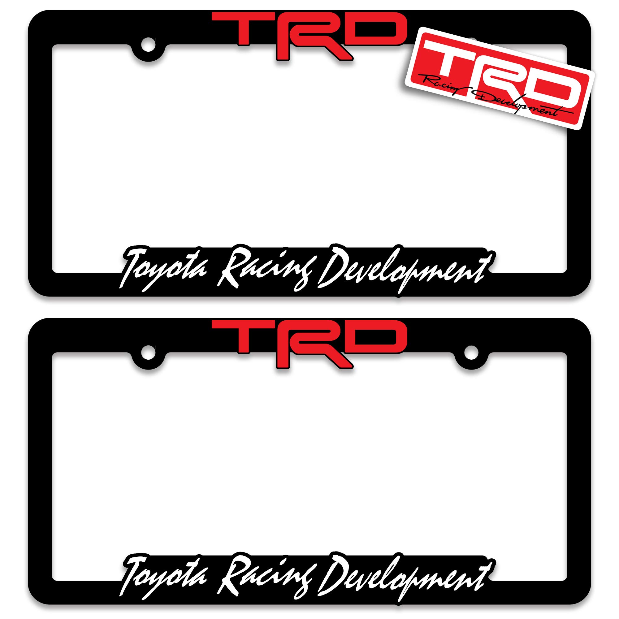 TRD(2) License Plate Frames Toyota Racing Development 3D Letter Frame Brackets (1-Pair)