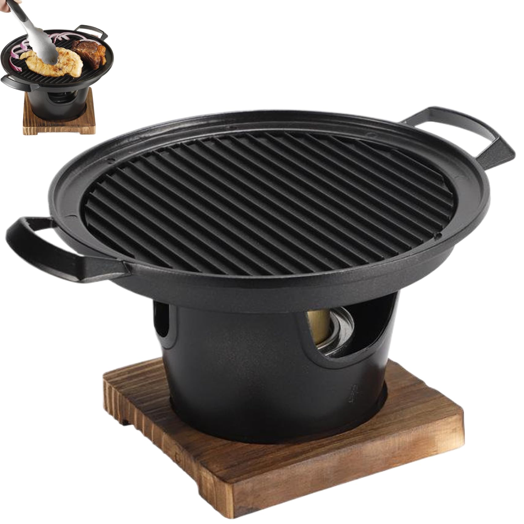 Przenośny bezdymny koreański grill – nieprzywierający grill stołowy Chal dla łatwego montażu, idealny do użytku domowego, kempingu, spotkań na świeżym powietrzu i tylnej klapy.