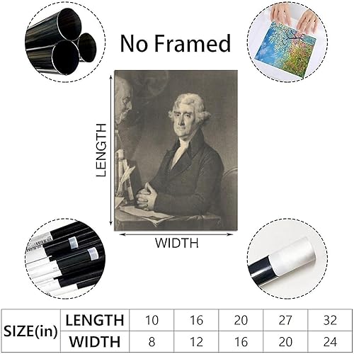 Miniatura 2 de Posterazzi Thomas Jefferson 1743 a 1826 Tercer Presidente de los Estados Unidos y un padre fundador Lienzo Póster Cuadro Moderno Oficina Familiar