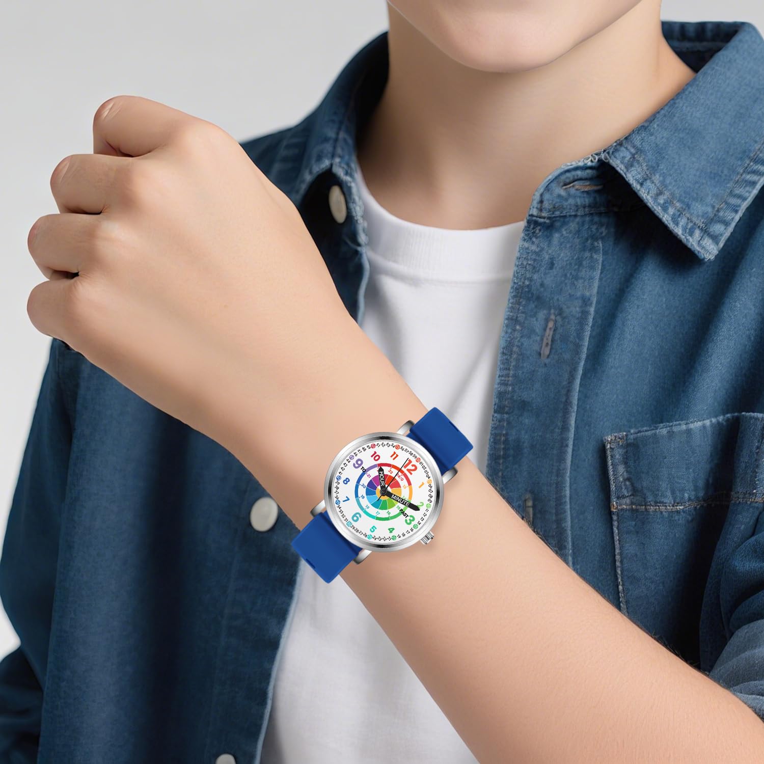 Relojes para niños, reloj de aprendizaje para niños, tablero de dardos para niños pequeños, hora de aprendizaje y hora fácil de leer, reloj analógico para niños y niñas de 3 a 11 años, azul
