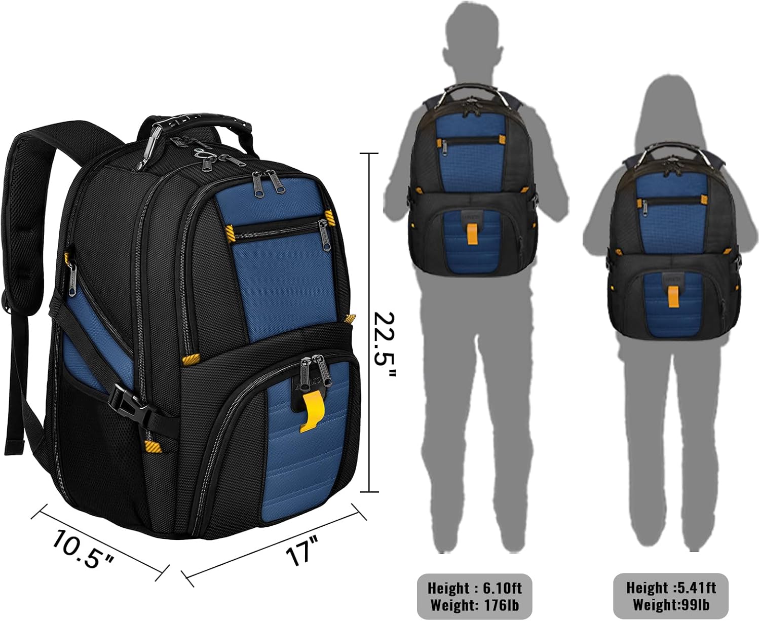 YOREPEK Large Backpack for Men, Extra Large Laptop Backpacks for Men Women, Water Resistant Travel Backpack Airline Approved Business Work Bag Fits 18.4 Inch Computer, Black