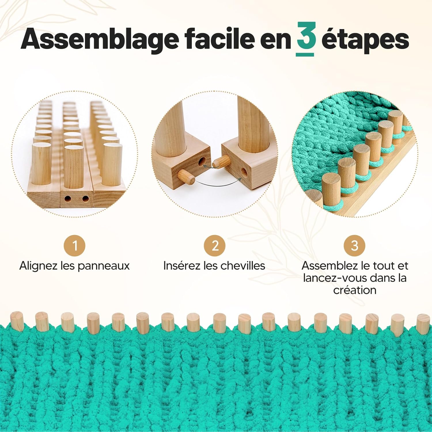 SM SunniMix Chunky Yarn Blanket Loom Adjustable Size Home Decor Weaving Loom Wooden Peg Frame Portable Beginner Friendly Gift