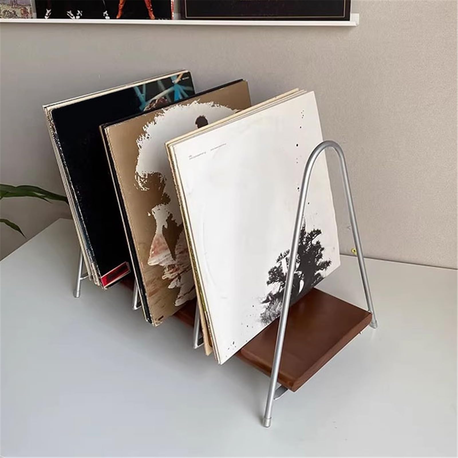 Porta CD da parete Portadischi in vinile Open Desktop Creativity con base in legno e staffa in metallo Documentazione