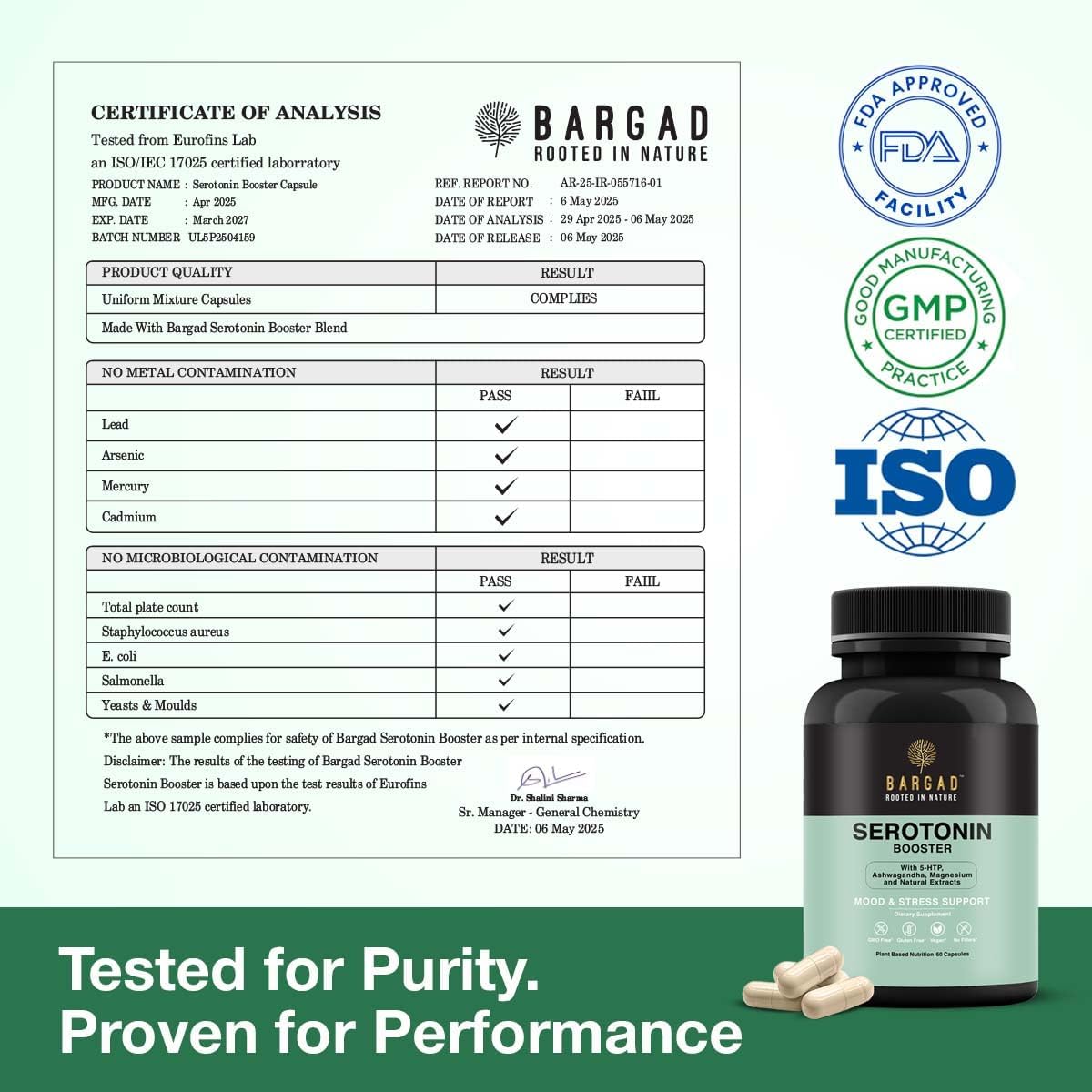 Bargad Serotonin Support Supplement – Helps Boosts 5HTP, Serotonin & Cortisol Levels, Herbal Blend – Promotes Positive Mood, Calmness, Stress Relief | Happy Mood & Brain Support | 60 Capsule - Image 9