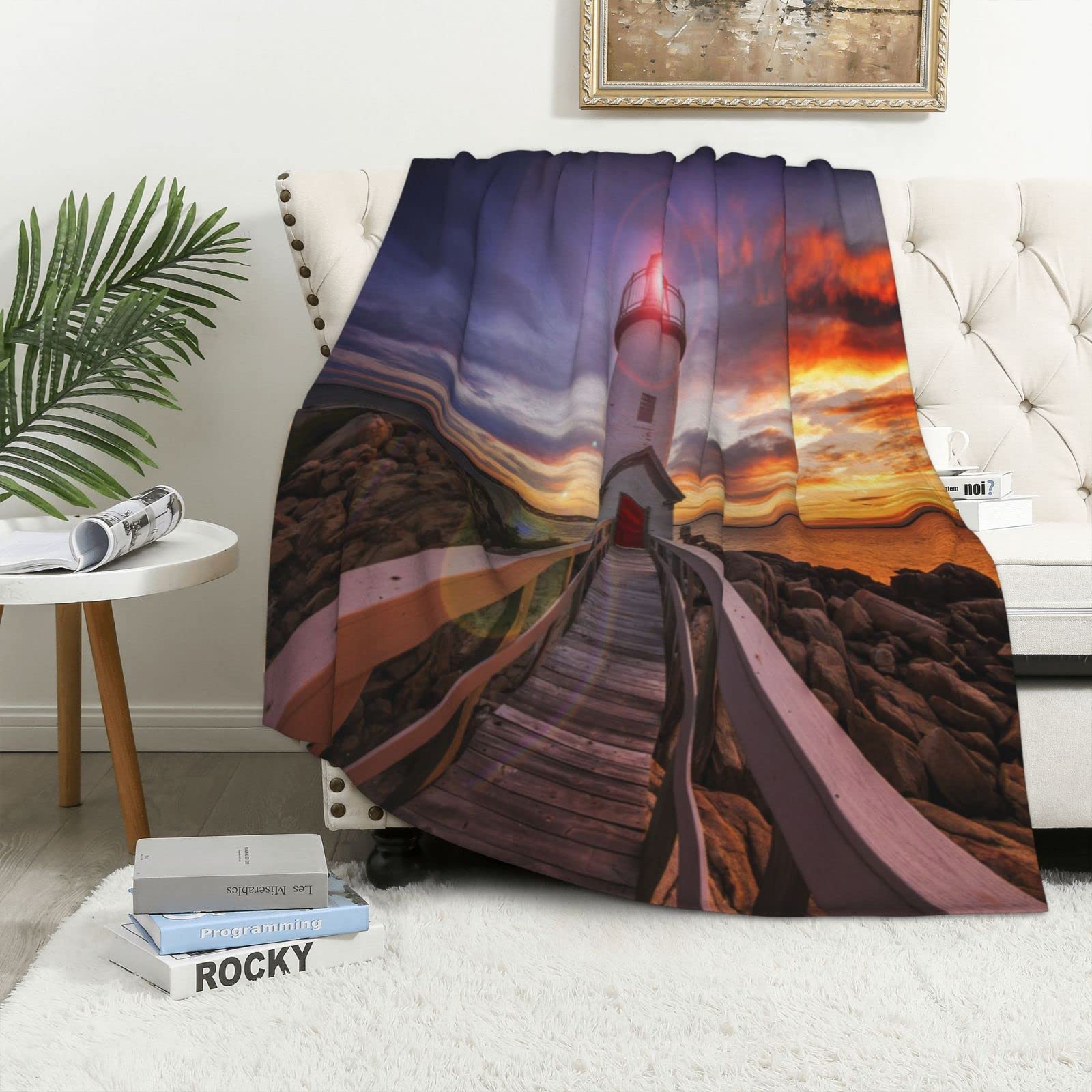 Couverture en flanelle Lighthouse 101x152 cm pour canapé et lit