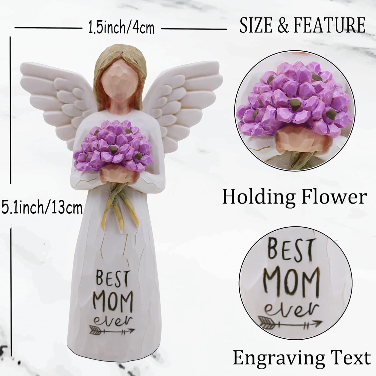 AUKEST Mothers Day Birthday Gifts for Mom - Mom Gifts from Daughter, Son - Mother of The Bride Gift Hand-Painted Figure - Image 2