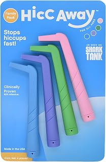 HICCAWAY Hiccup Straw - Stops Hiccups Naturally & Fast - As Seen On Shark Tank - Clinically Proven Relief for All Ages, Children & Adults Family Pack Blue, Pink, Green, Purple 4 Pack