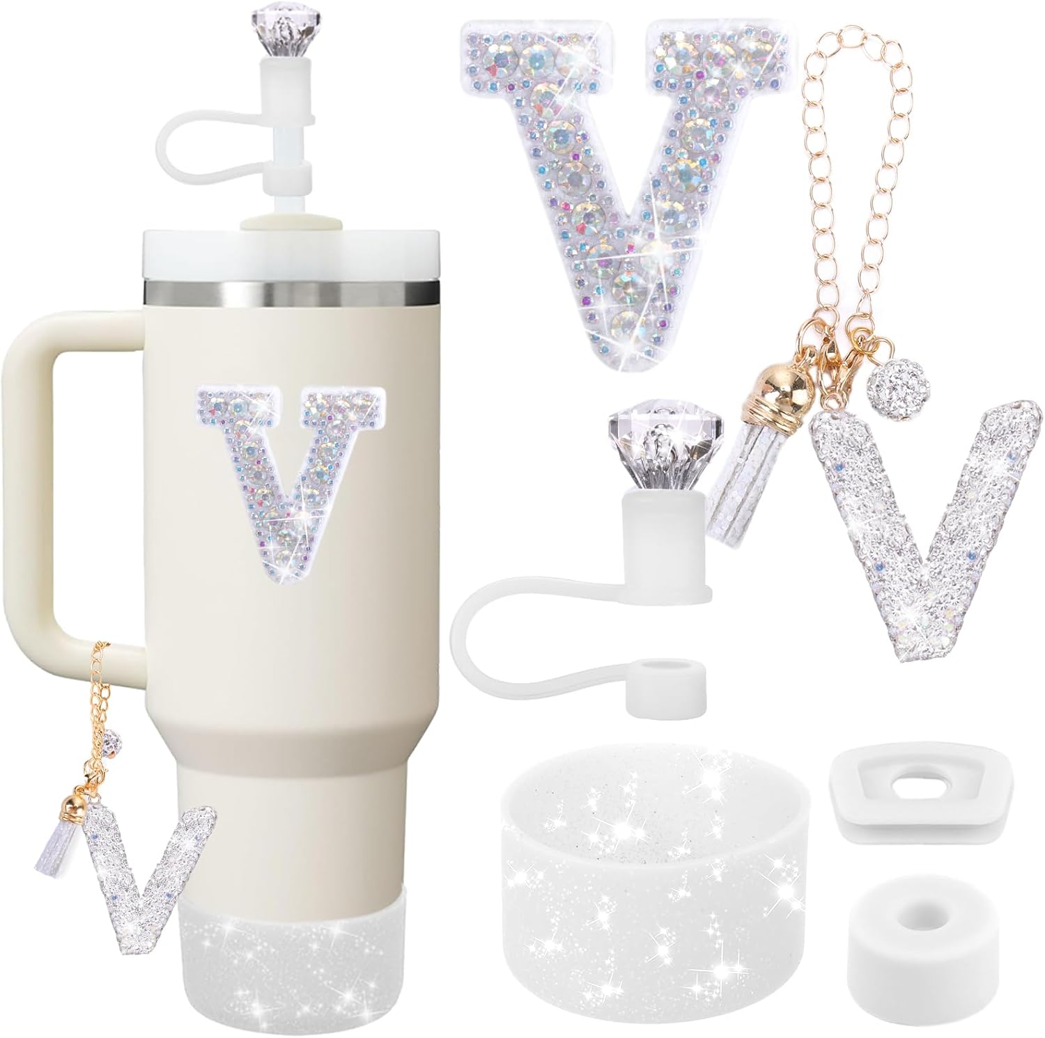 Accessories Set for Stanley Cup, Initials Decorations for Tumbler 30/40OZ