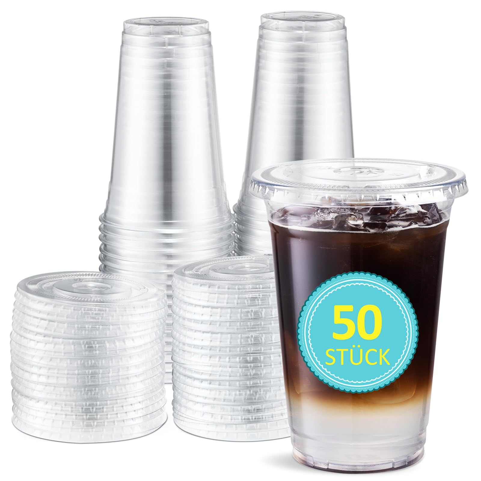 Eupako 50 sztuk 590 ml kubki plastikowe jednorazowe