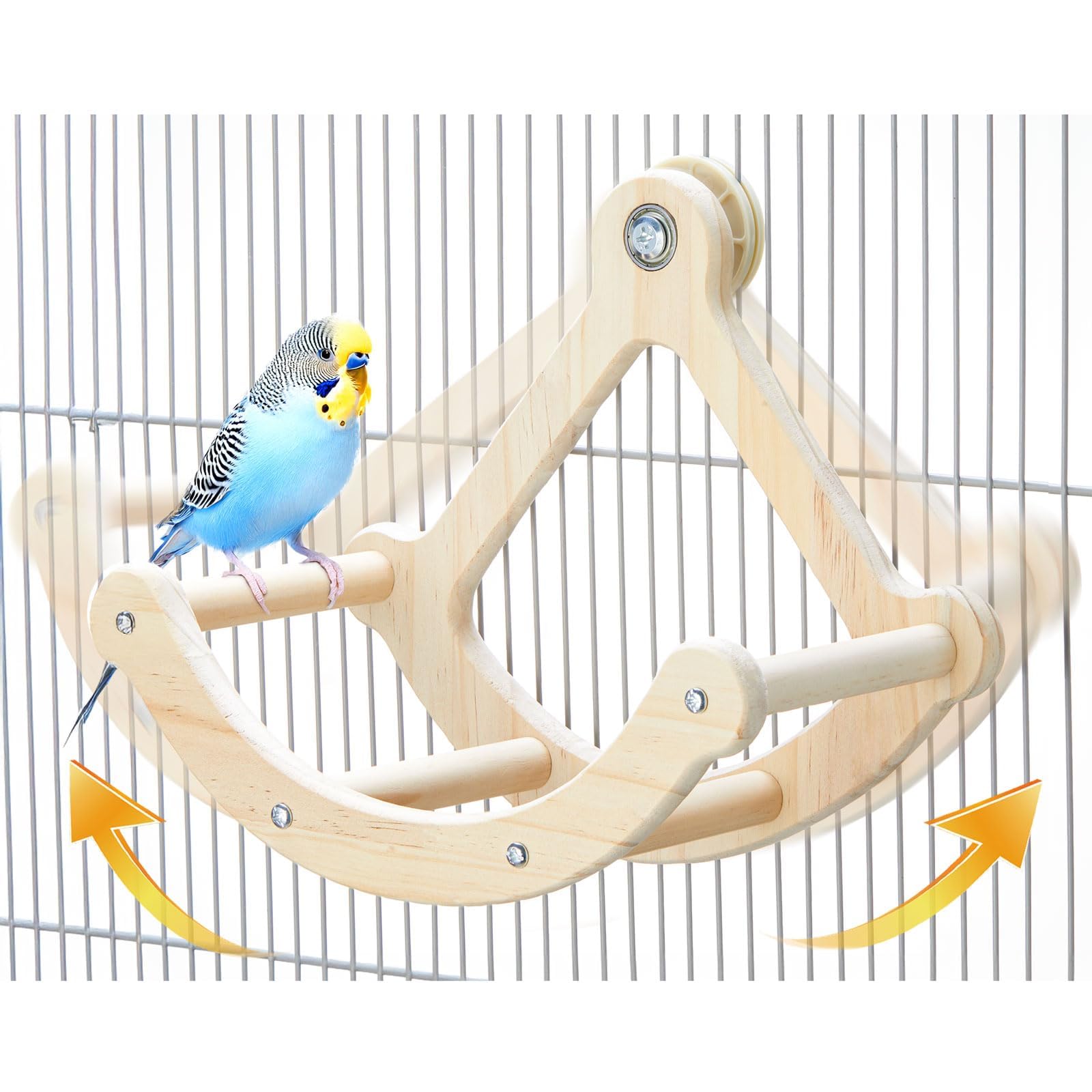 Bird Perch Toy, Wooden Interactive Rocking Parakeet Toys and Perches
