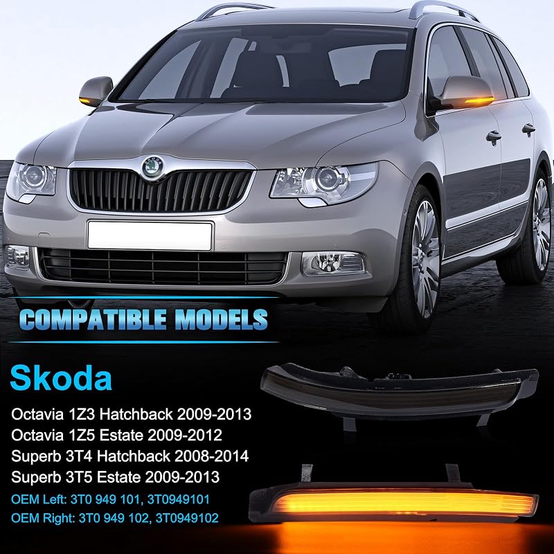 POPMOTORZ LED tükör irányjelzők fekete Canbus Skoda Octavia Superb