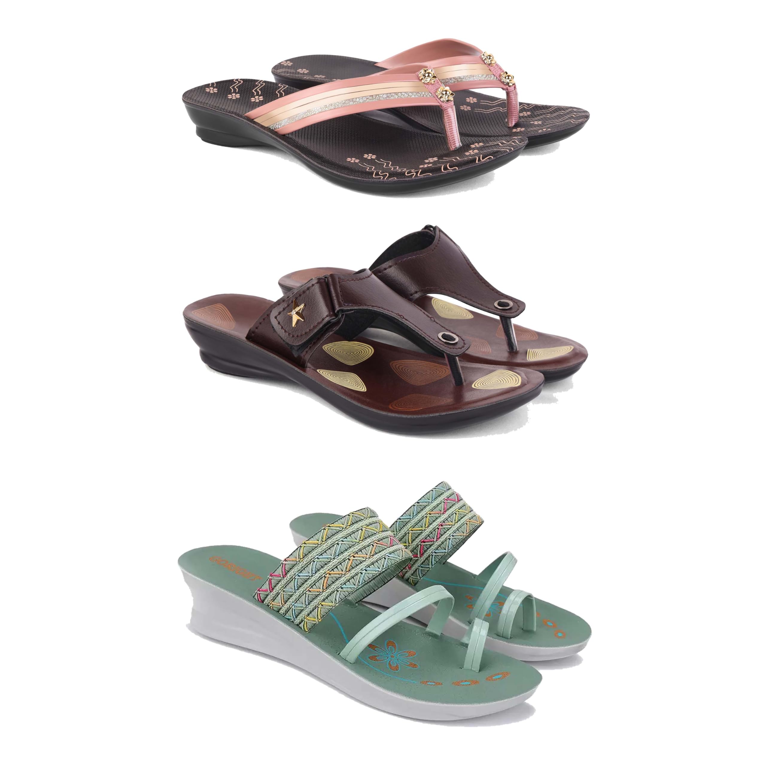 Women's Sandals | Lightweight Wear| Stylish & Easy to Wear For Women'S PCV-SAN-(3-COMBO)-1956-1963-1948-picture-17