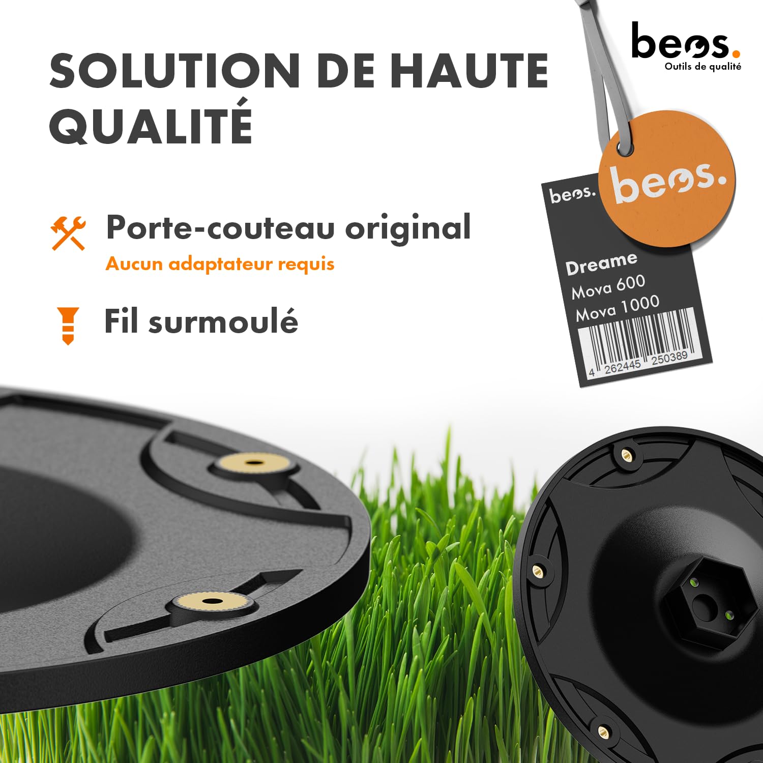 BEOS Plateau à Lames Tuning pour 6 Lames - Dreame Mova, LiDAX et ViAX | Disque de coupe renforcé de fibres de verre - Ø 170 mm - Fabriqué en Allemagne