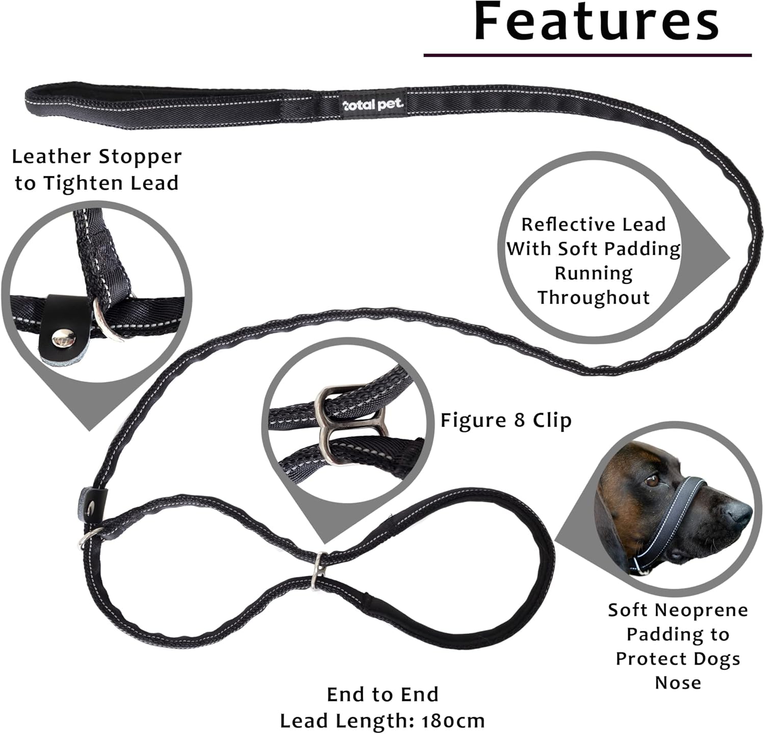 Total Pet Flat Figure of Dog Lead – Anti Pull Stop Dogs Pulling