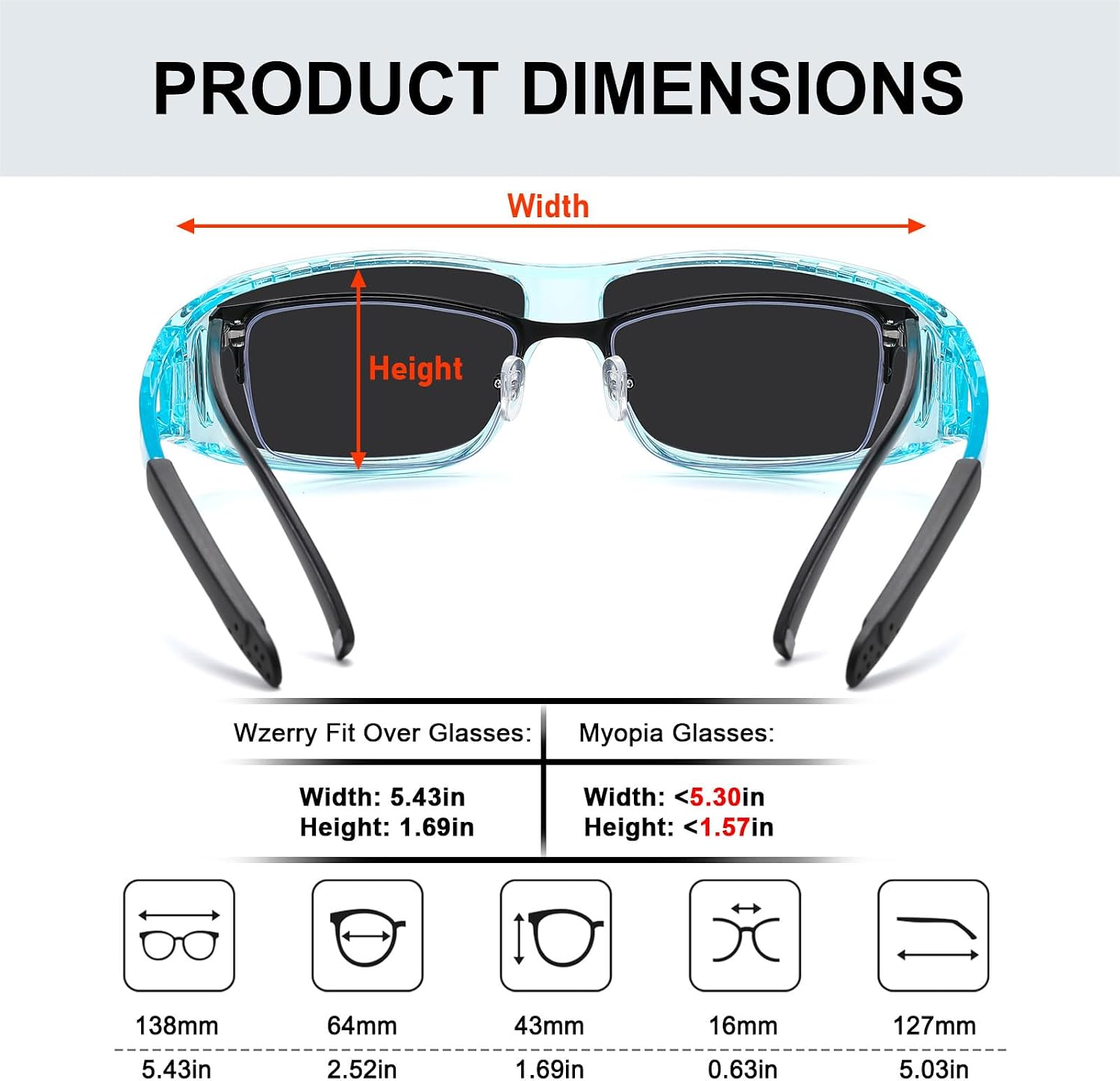 Wzerry Sunglasses Fit Over Glasses Polarized for Men Women, Wrap-Around Glasses UV400 Protection for Driving and Outdoor thumbnail
