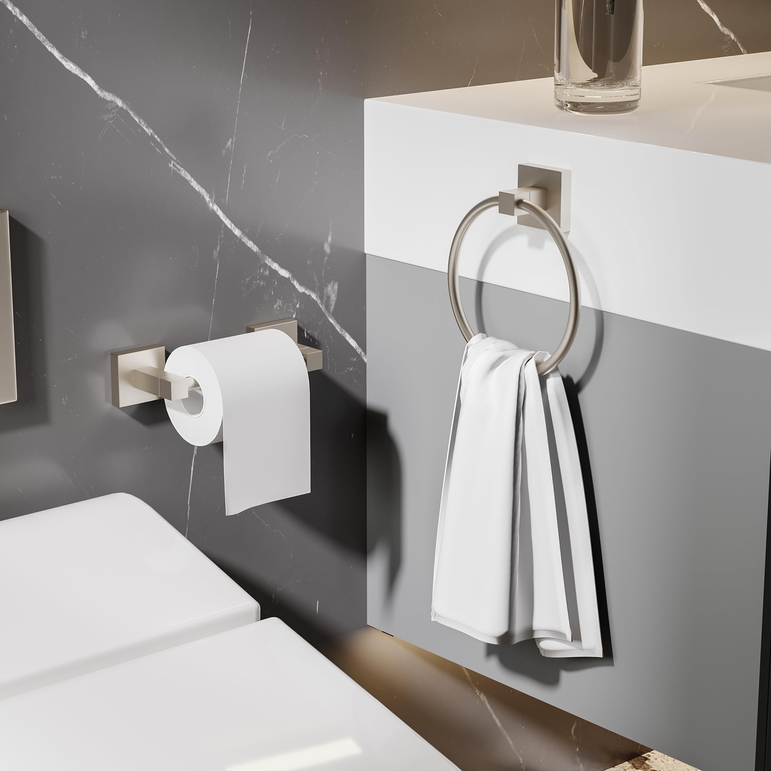 Ruacq Brushed Nickel Toilet Paper Holder Towel Ring Bathroom ...