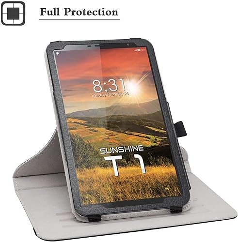 Miniatura 3 de Bige Funda giratoria Sunshine T1 Elite, soporte giratorio de 360 grados con bonito patrón para tableta Sunshine T1 Elite, tableta Foxx T8, Scepter