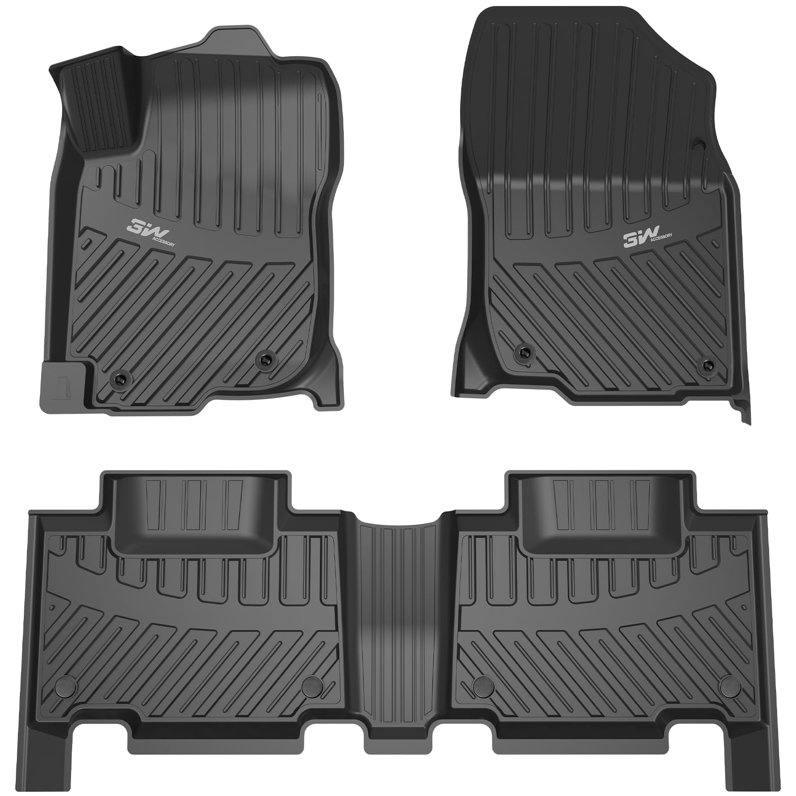 3W Floor Mats Fit Toyota RAV4 2013-2018 (Nor for Hybrid or Prime), TPE All Weather Custom Fit Floor Liner for Toyota RAV4, 1st & 2nd Row Full Set Car Liners, Black