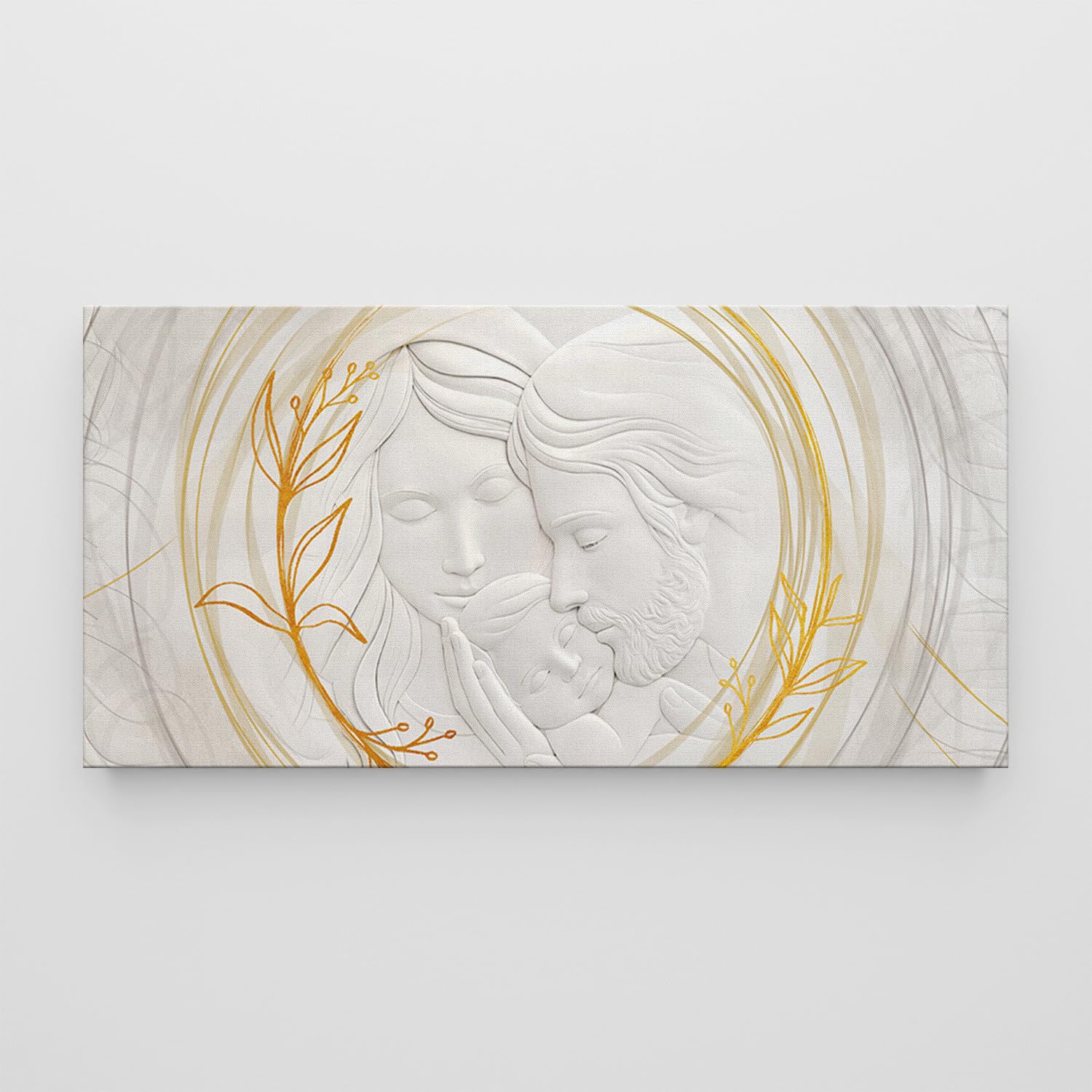 Giallobus - Quadro - Art Capezzale moderno - Tela Standard - 140L x 70l cm - 22 - Sacra famiglia - Pronto da appendere - Quadri moderni per la casa