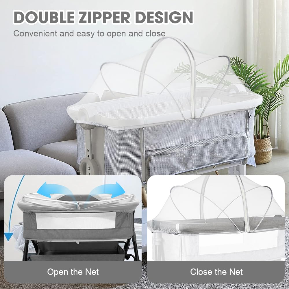 mizikuu Zanzariera Culla Neonato, Zanzariera per Lettino Universale 55x100cm con Cerniera a 2 Vie Portatile Traspirante Zanzariere per culla per Camera da Letto Familiare, Campeggio, Bianco