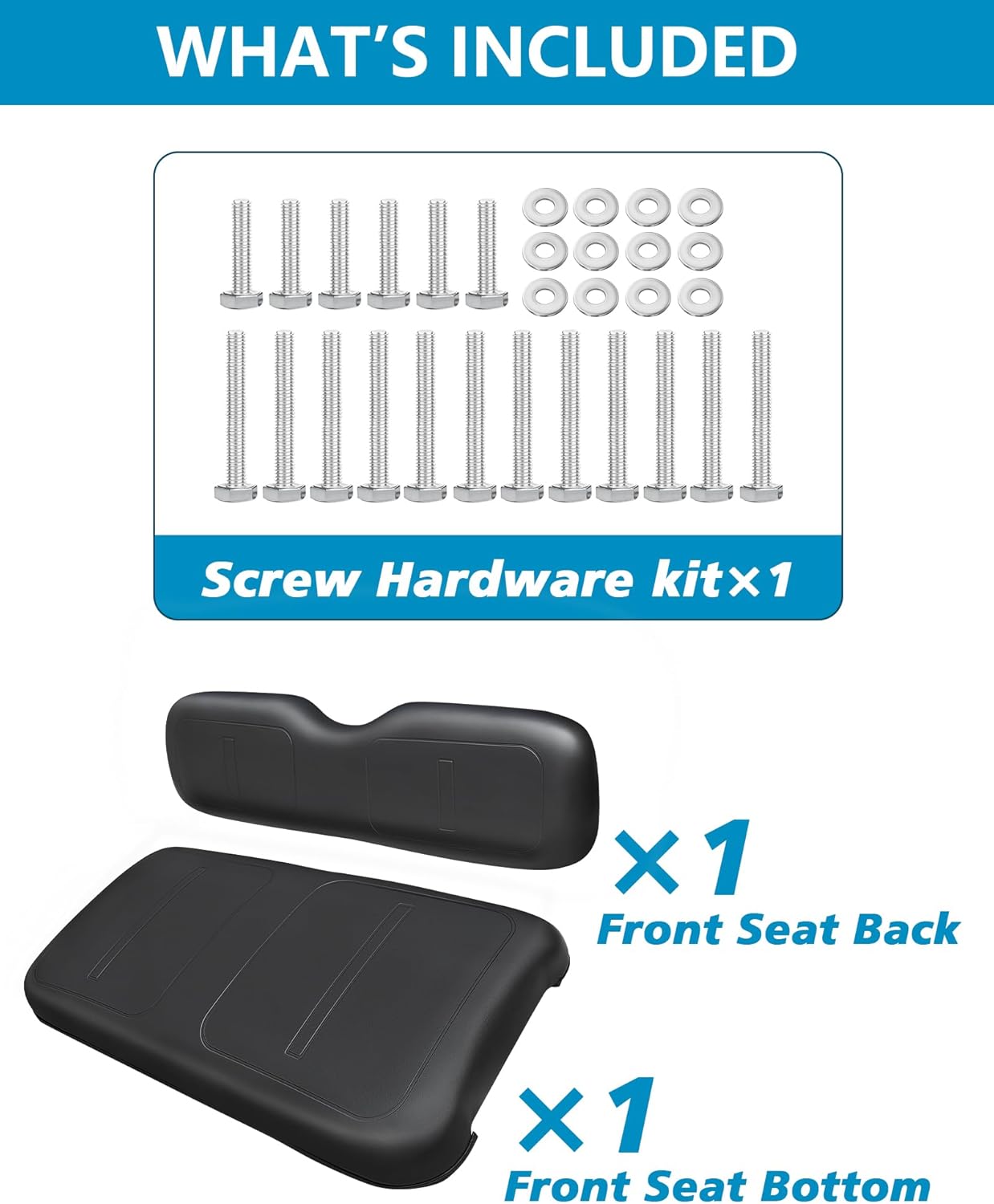Golf Cart Front Seat Replacement for EZGO TXT/Medalist 1994-2013,Golf Cart Front Seat Bottom and Back Rest Cushion Assembly Kit,Black
