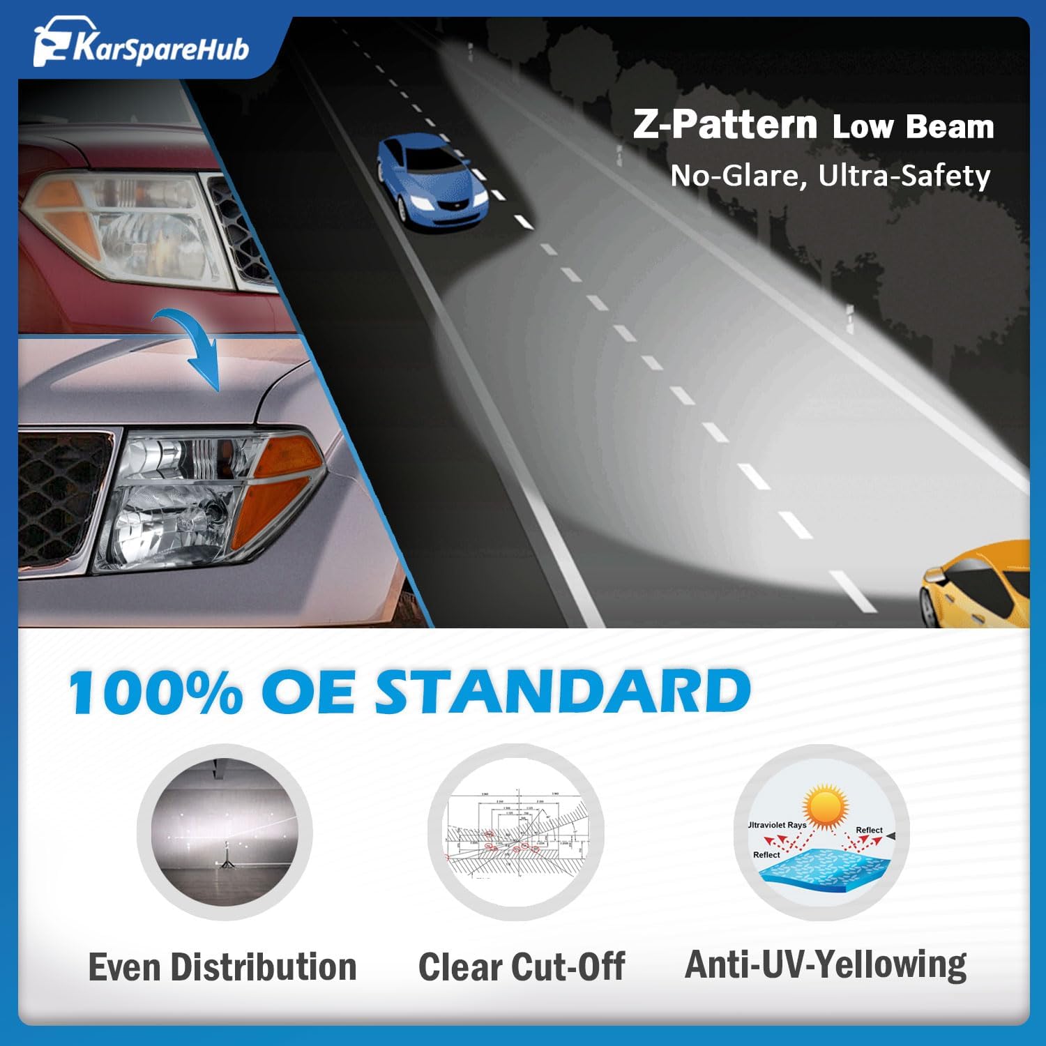 Headlights for 2005-2007 Nissan Pathfinder, 2005-2008 Nissan Frontier, For Halogen Type Models Only (Bulbs included)