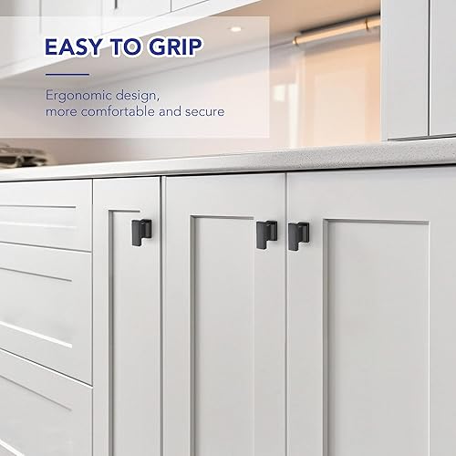 Miniatura 5 de Ravinte Hardware Paquete de 20 tiradores de gabinete negro mate, manijas de cocina negras de 1.46 pulgadas para armarios y armarios, pomos centrales