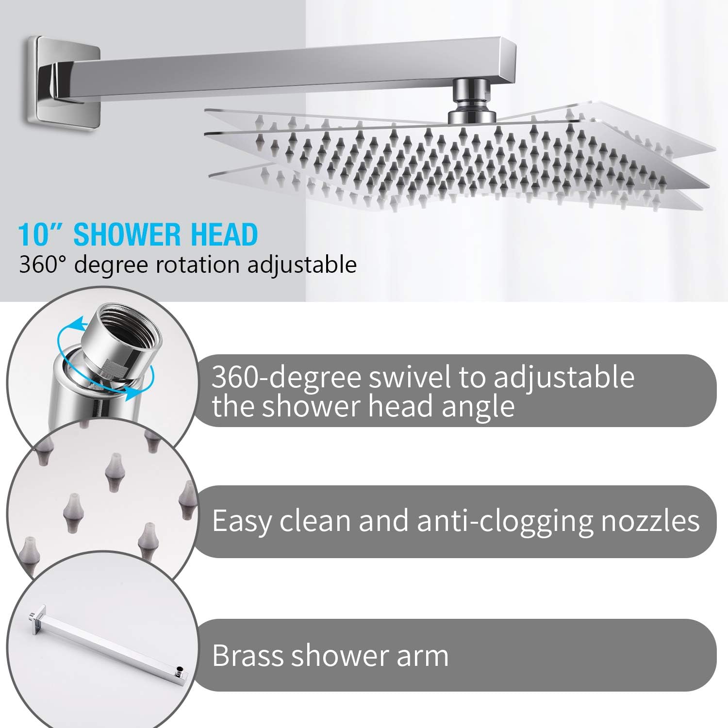 Crаzу Clеаrаnсе Qomolangma 10” Wall Mounted Shower System with Pressure Balance Valve for Bathroom, Polished Chrome Rain Shower Head and Handheld Shower Faucet Rough-in Mixer Valve and Trim Included.