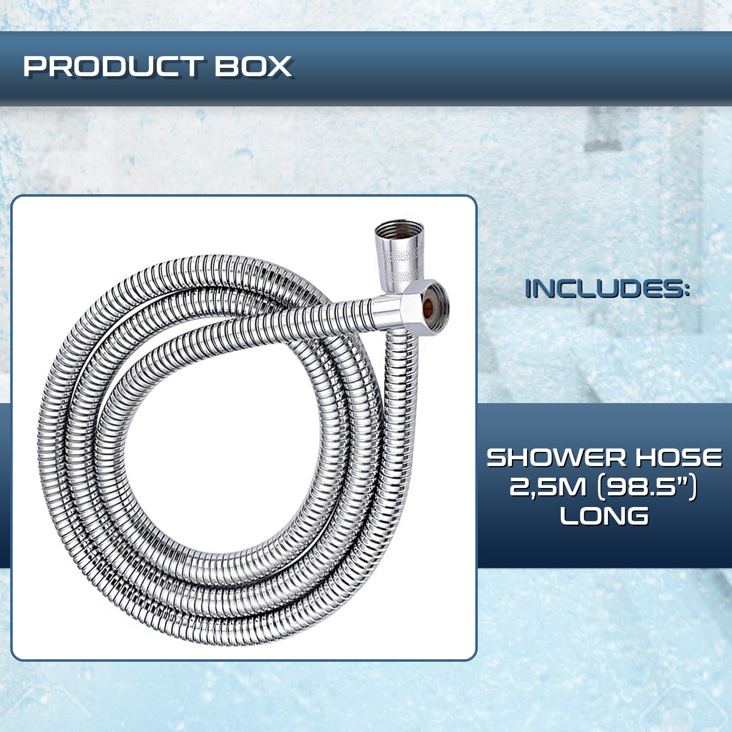 Image secondaire de Flexible de Douche 2,5m en Acier Inoxydable Antitorsion