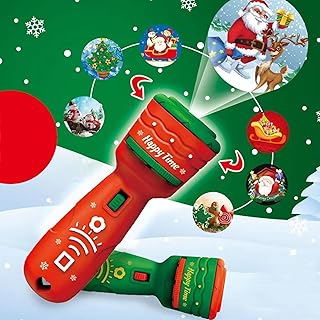 Christmas Flashlight Projector 24 Different Images, Kids Sleep Story Projector Slide Projector Fun projectionTorch Light with Christmas Patterns, Interactive Toy Kids Bedtime Night Light
