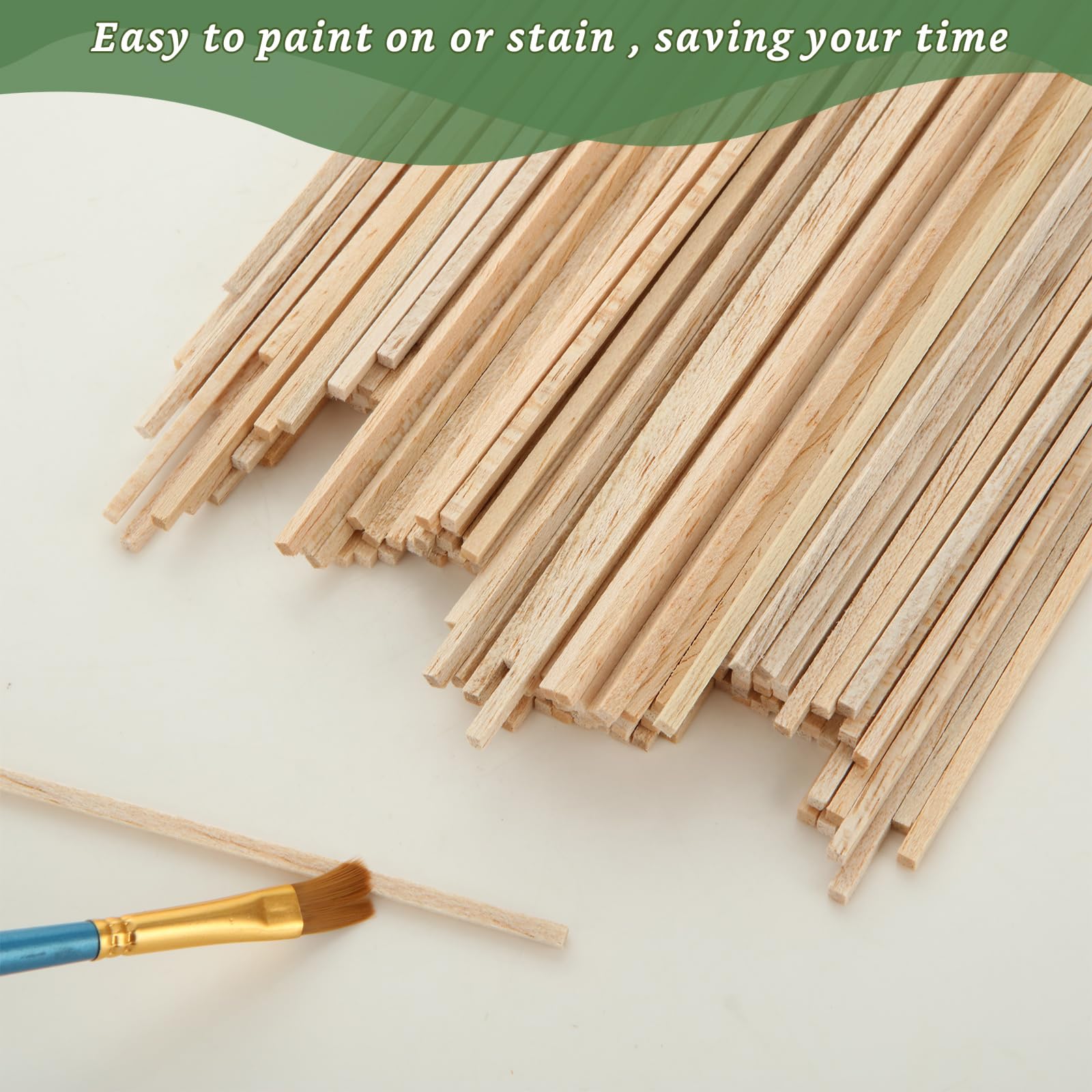 ZOENHOU 60 stuks vierkante houten stokken om te knutselen, 6 x 6 x 300