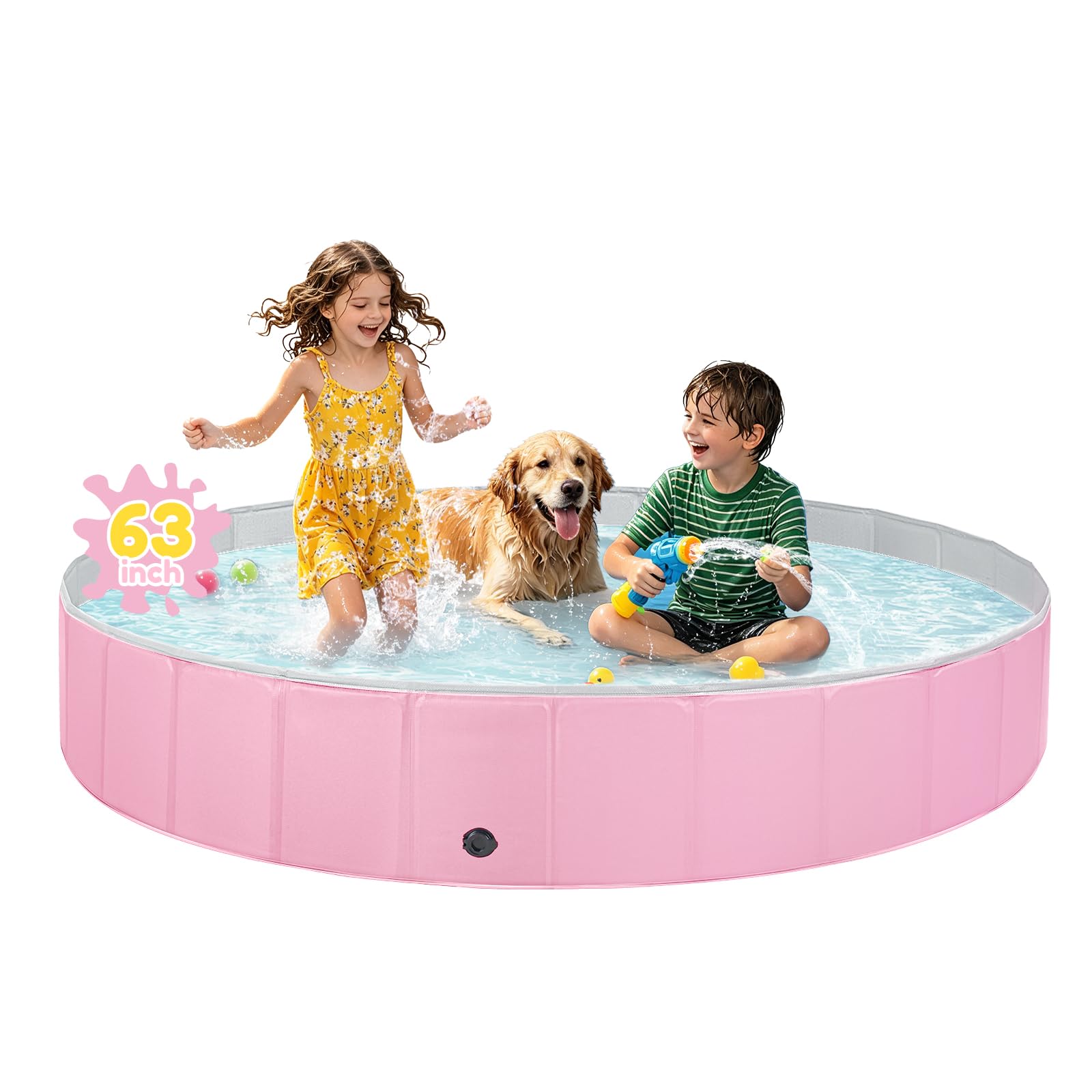 Jecoo Dog Pool for Large Dogs Kiddie Pool Hard Plastic Foldable Dog Bathing Tub Portable Outside Kids Swimming for Pets and Dogs Outdoor Backyard