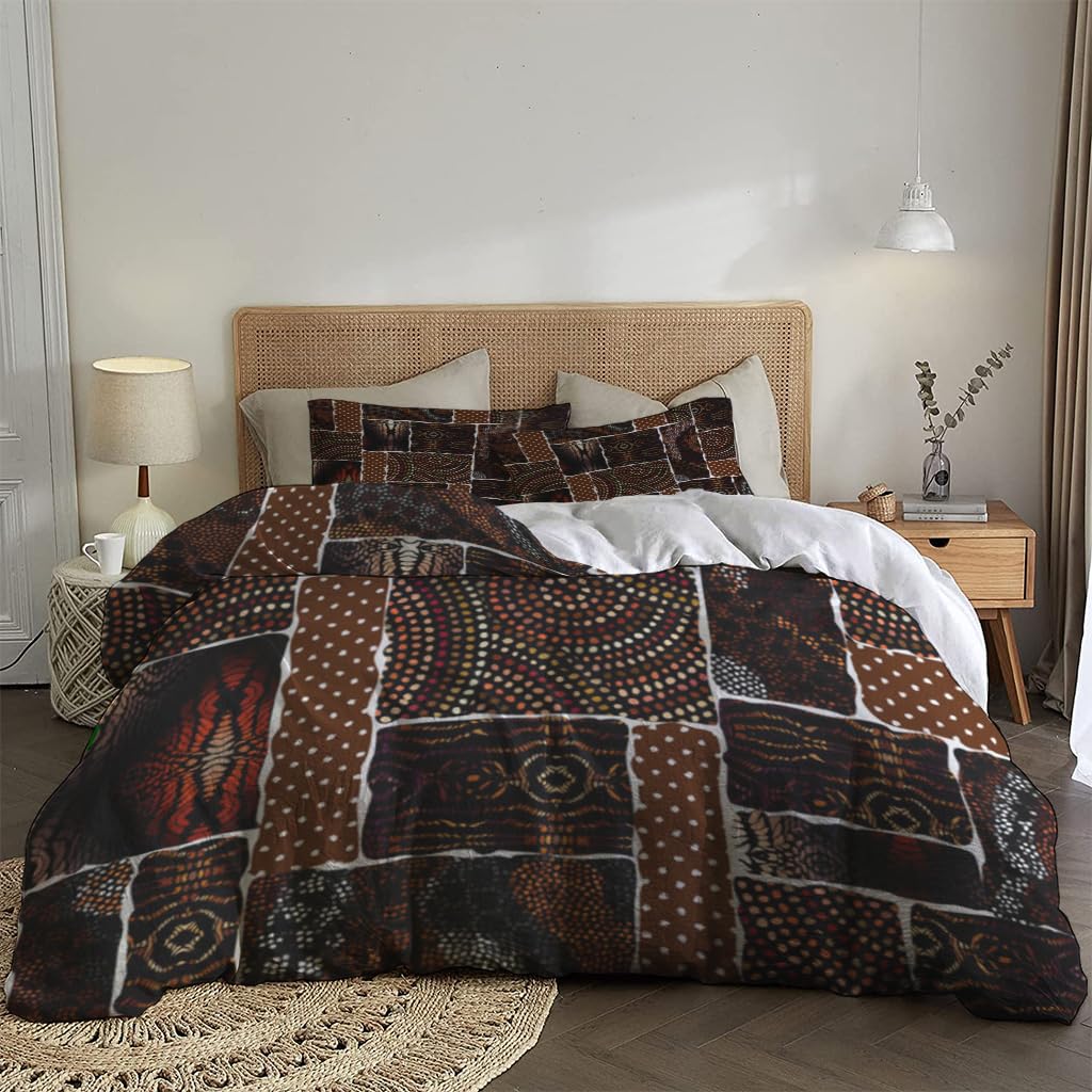 NIBAINLO 布団カバー抽象的な部族的アステカ模様 肌に優しい ピーチスキン加工 掛け布団カバー 和式 洋式 あったか 布団カバーセット リバーシブル ホームステイ ホテル 家庭兼用