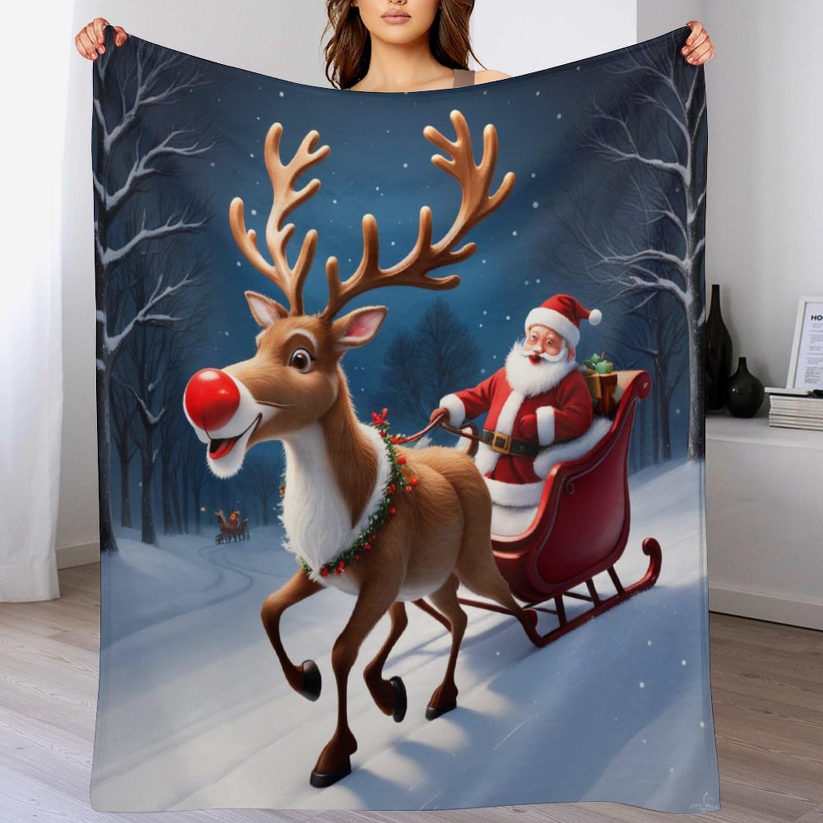 Plaid Père Noël couverture polaire légère contre le froid de l'hiver