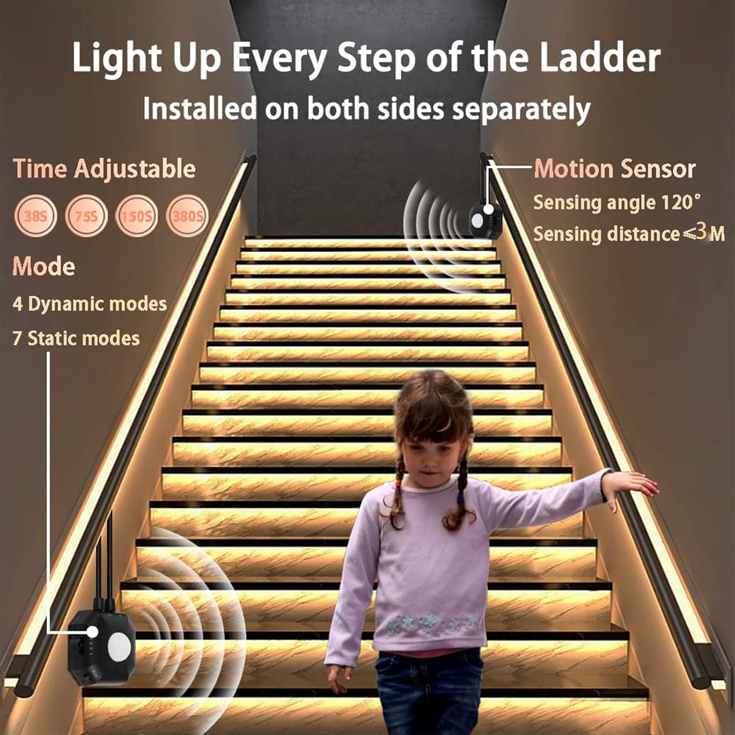 Motion Activated Under Bed Lights,9.8ft Motion Sensor LED Light Strip with Remote Control,5050 RGB LED Night Lights with Automatic Shut Off Timer for Indoor,Bed,Wardrobe, Cabinet,Corridor,Stair Decor