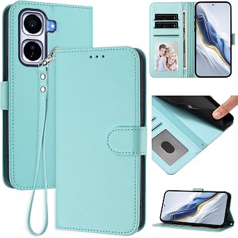 Cover Compatible with Vivo IQOO Neo 11,Compatible with Vivo IQOO Neo 11 [PU+TPU] Card Slot Wallet Lanyard Phone Case Green2