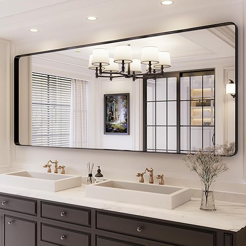 Miniatura 48 de ISKM Espejo con marco plateado para pared de 20 x 16 pulgadas, espejo de tocador de baño antioxidante, vidrio templado, espejo rectangular