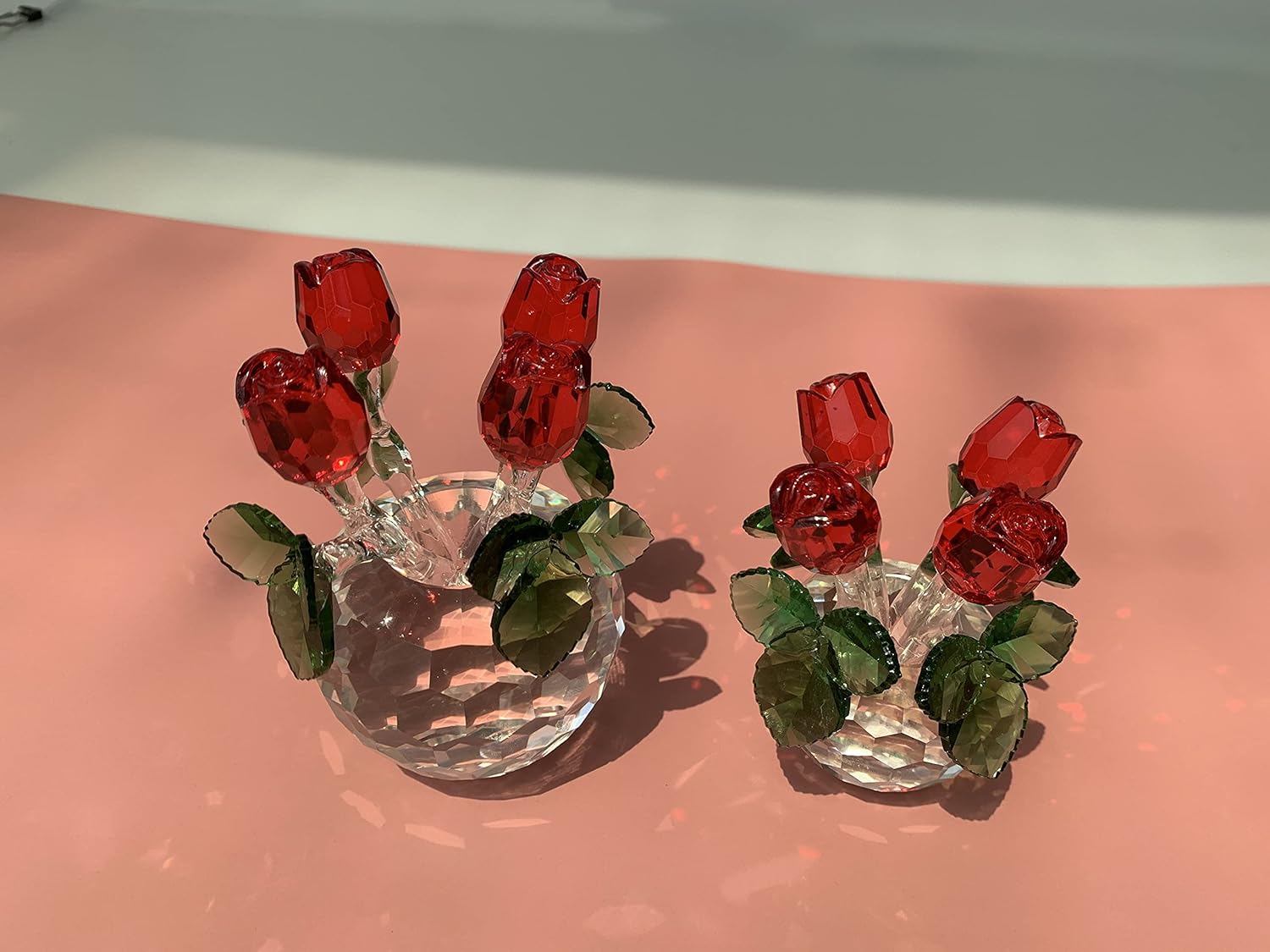 HomeRoots Crystal Red Rose Bouquet Figurine - Glass Flowers for Home Decor & Special Occasions - Unique Collectible Roses Ornament | Romantic Gifts for Her on Valentine's, Christmas, Anniversary