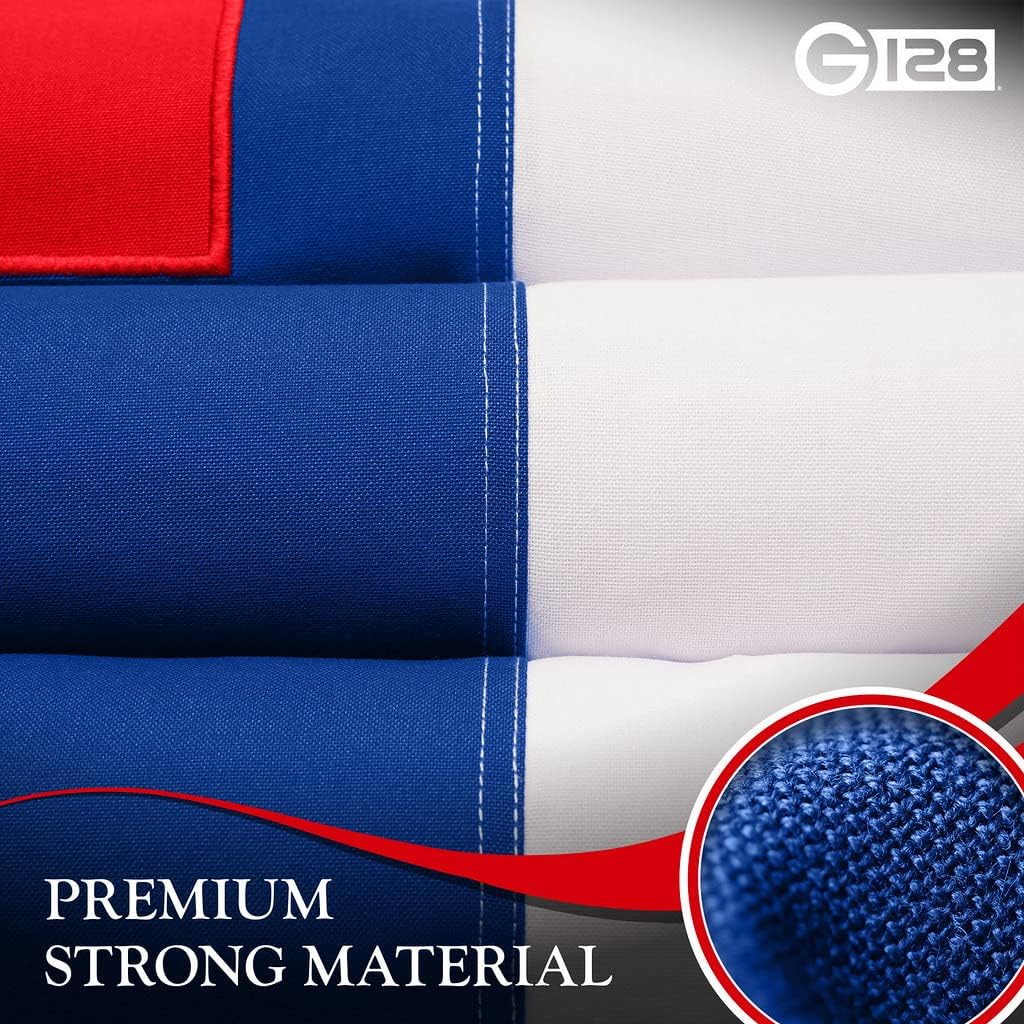 G128 Christian Flag | 3x5 Ft | StormFlyer Series Embroidered 220GSM Spun Polyester | Religious Flag, Embroidered Design, Indoor/Outdoor, Brass Grommets, Heavy Duty, All Weather