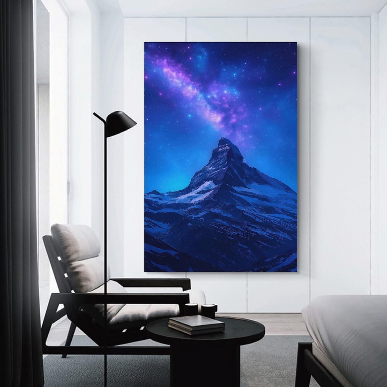 Junmoney Wall Decor Canvas Print Matterhorn Peak Under A Starry Sky, 24x36inch(60x90cm), for Bedroom Walls, Guest Spaces Or Lounges, An Easy Wall Refresh for Bedrooms
