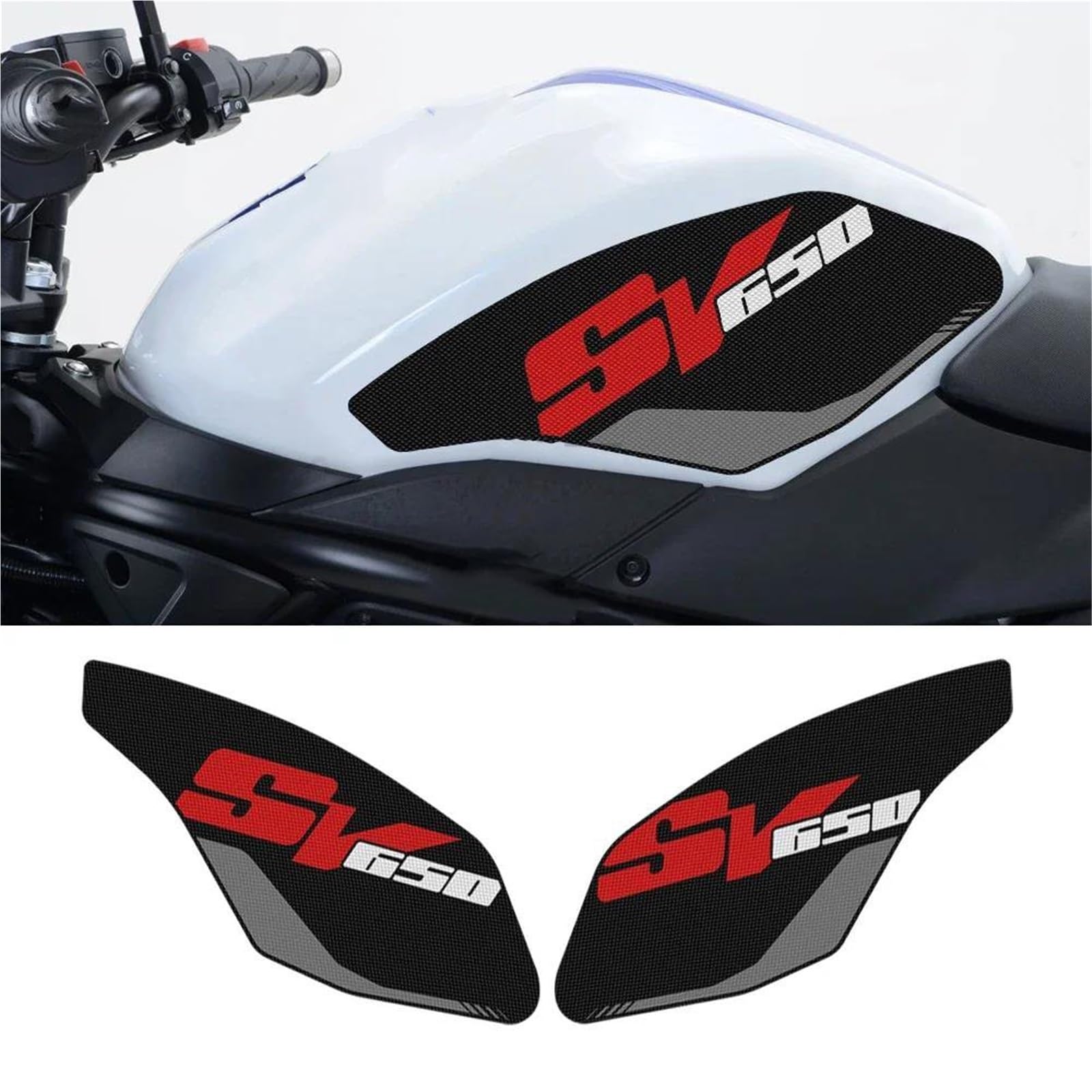 Adesivi per paraserbatoio Adesivo Serbatoio Carburante Moto Antiscivolo per Suzuki SV650 SV 650 2017-2022 Adesivi Serbatoio Carburante Laterali Decalcomania Impermeabile(Bianco)