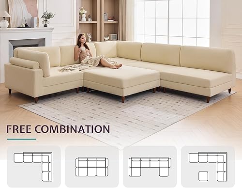 Miniatura 3 de Jocisland Sofá modular modular con asiento extra profundo de 44 pulgadas, sofá modular de 6 plazas de gran tamaño para familias grandes y grandes,