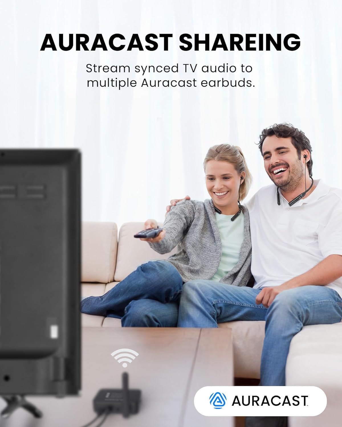Avantree Aura Loop Dual – Next-Gen Wireless Auracast TV Earbuds, Includes Two Pairs for Shared Listening, 3 EQ Modes with Voice Clear for Seniors & Hard of Hearing, Supports One-to-Many Connection