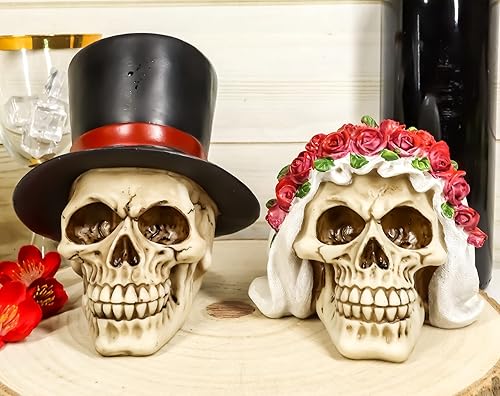 Miniatura 6 de Ebros Calaveras De Boda Love Never Dies - Juego de figuras de calaveras de boda de 5.5 pulgadas de alto, Osario de calaveras del Día de los Muertos,