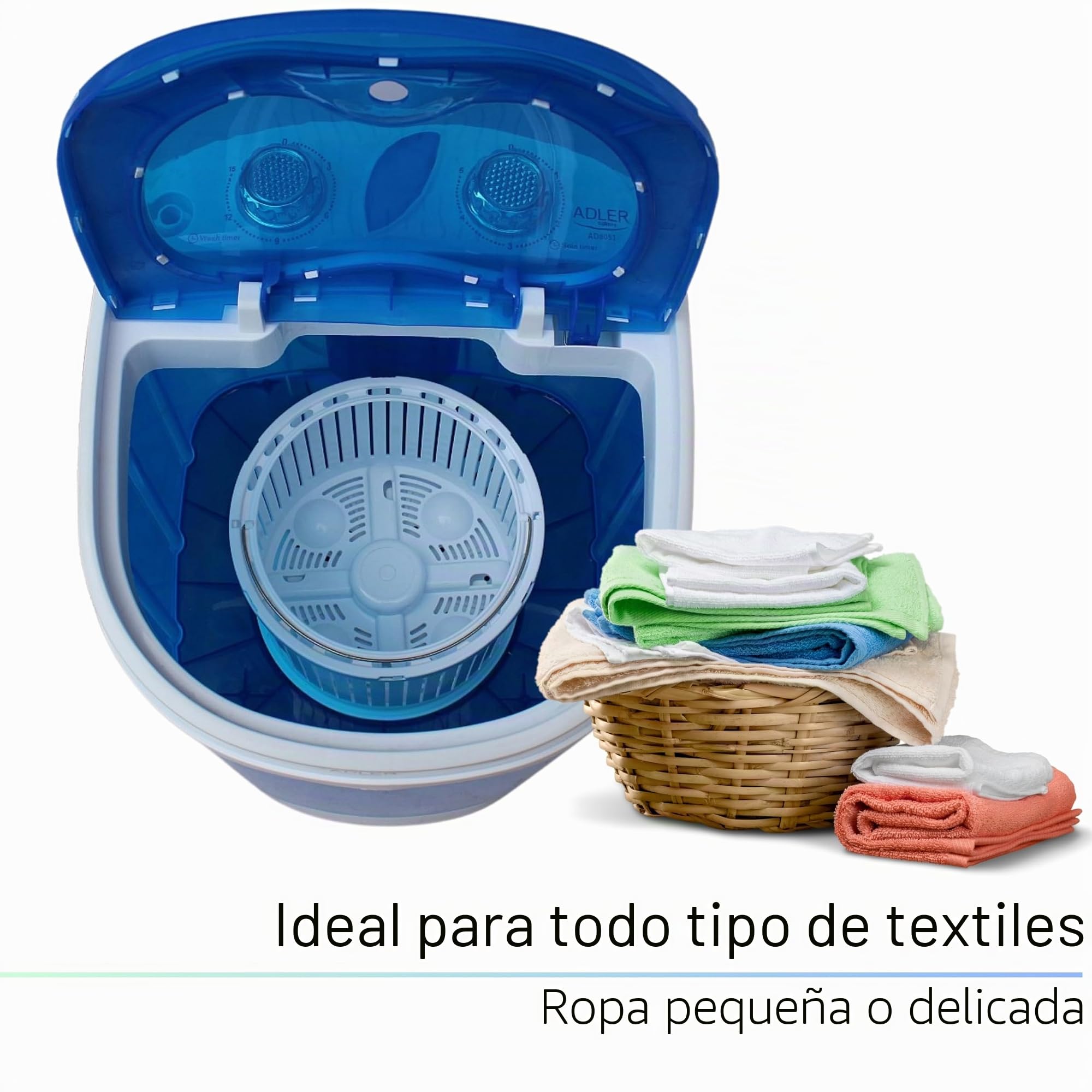 Mini Lavadora Con Centrifugado, Hasta 3 kg, 2 Cámaras, Centrifugadora de 1 kg, Para Viaje, Camping, Portátil, Toploader