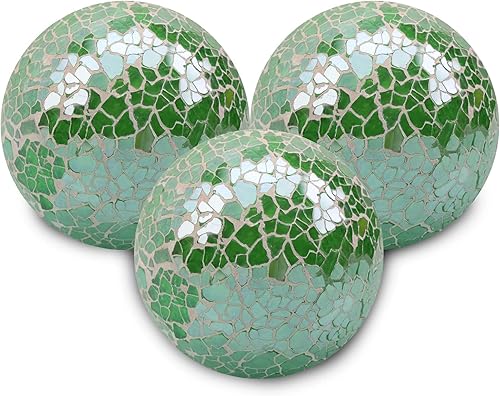 ZningEsxi Bola de cristal redonda de mosaico 3 piezas 334 pulgadas esfera sólida centro de mesa orbes cuencos jarrones bolas de mesa de comedor